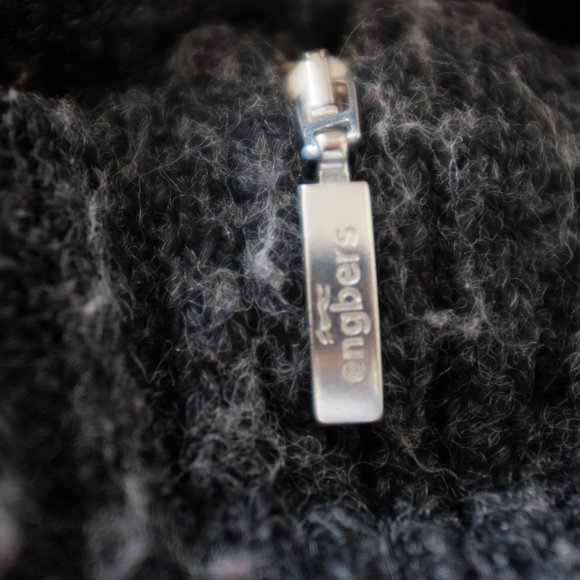 engbers grey zip turtleneck textured wool blend sweater size  L - Picture 12 of 13